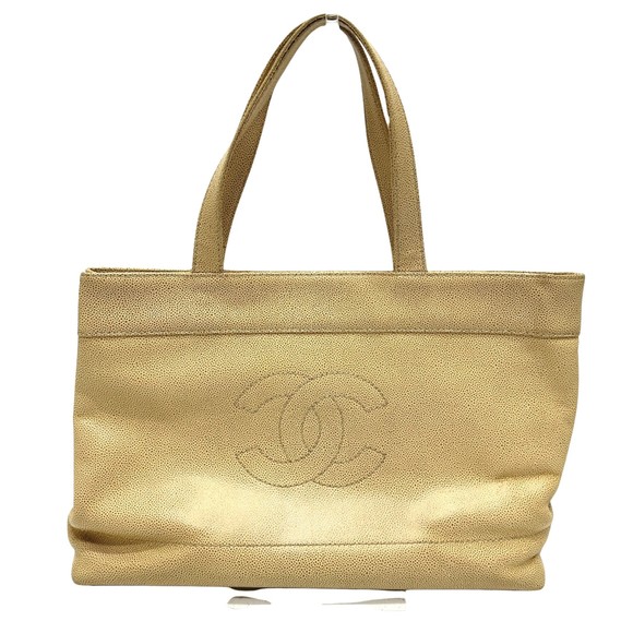 Chanel Logo CC Beige Leather tote - Picture 1 of 10